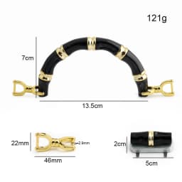 2/6/14PCS Black,light gold Acrylic Bamboo Handles With Lock U Shape Bag Strap For Replacement Handbag Shoulder Gift Accessories