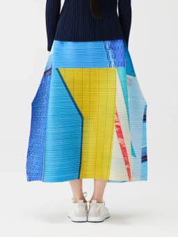Miyake Pleated City Collage Horizontal Pleating Skirts