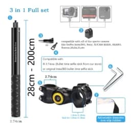 Motorcycle Handlebar Mount Invisible Adjustment Selfie Stick Bicycle Monopod For GoPro DJI Insta360 One R Camera Accessory