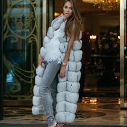 10-section Luxury Faux Fox Fur Winter Vest Jacket Sleeveless Thick Warm Horizontal Striped Long Style Fluffy Fake Fur Overcoat