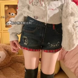 Y2k Low-waist Plaid Patchwork Jeans for Women All-match Sexy Bodycon Hot Short Pants 2026 Summer New Blue Denim Shorts