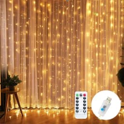 LED Curtain String Lights Christmas Garland Decor Fairy Light 8 Modes USB Remote Control Wedding Holiday Party for Bedroom Home