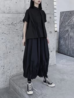 [EAM] High Elastic Waist Black Brief Pleated Wide Leg Pants New Loose Fit Trousers Women Fashion Tide Spring Autumn 2026 1DF1103