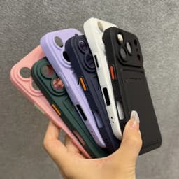 Classic Frosted Solid Colours Card Case For iPhone 17 Pro Max 16 15 14 13 12 11 Pro Max Mini Plus Silicone Drop-proof Soft Cover