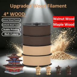 JAYO 3D Wood PLA Printer Filament 1.75mm 15% Real Wood Fibers Dimensional Accuracy +/- 0.02mm Fits Most FDM 3D Printers 4 Rolls