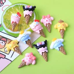 10PCS Resin cartoon ice cream Flat Back Stone Scrapbook Figurine DIY Bow Decor Accessories Crafts