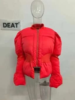 DEAT 2024 Winter New Items Fashion Women's Thread Waist Design Warm Jacket Casual Solid Color Zipper Cotton Padded Coat 11A01161