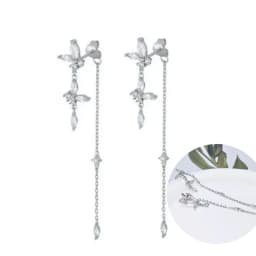 925 Sterling Silver Ear Needle White Zircon Silver Series Earrings ins Tassel Pendant Hoop Earrings For Women Advanced Jewelry