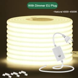 220V COB LED Strip Light With Switch/Dimmer Plug Super Bright 288LEDs/M IP65 3000K 4000K 6000K High Quality Indoor Outdoor Decor