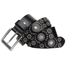 3.8CM Punk High Quality Men Belt Cowskin Genuine Leather Luxury Brand Pin Buckle Belt Metal Big Rivet Waist Jeans Strap