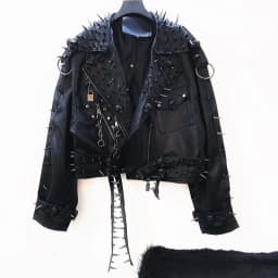 Unique Leather jacket y2k Leather jacket Gothic Leather jacket Punk Leather jacket Hiphop Leather jacket rivet Leather jacket