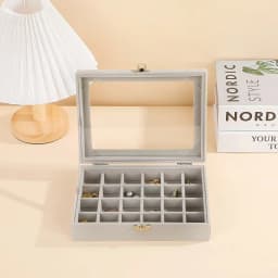 New Transparent Window Large Capacity 24 Grid Jewelry Storage Box, Simple And High-end Ring Necklace Jewelry Storage Display Box
