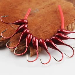 10/20/30pcs Fishing Barbed Hook Red Worm Overturned Head Lifelike Lure Bait Carp Fishhooks 0.1#-0.8# Fishing Tackle Accessories