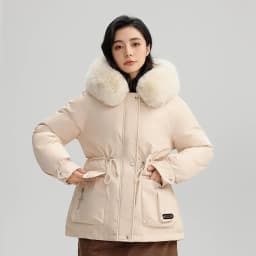 Winter New Warm Down Cotton Jacket with Large Fur Collar Hooded Coat Loose Women Thicken Parker Puffer Overcoat Casual Wear