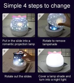360° Rotate Night Light Galaxy Star Ocean Projector Lamp Kids Room 21 Projection Films Light Romantic Girl's Gift Projector Lamp