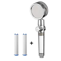 ZhangJi New Propeller Driven Shower Head with Stop Button and Cotton Filter Turbocharged High Pressure Handheld Shower Nozzle