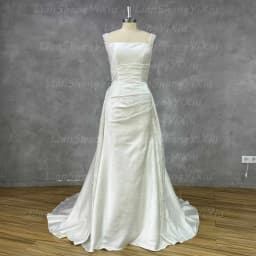 Satin Mermaid Wedding Dress Beaded Strap Square Neck V Back Detachable Overskirt Bridal Gown For Wedding Elopement Shoot 2026