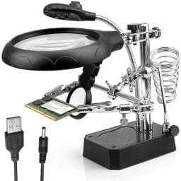Welding Magnifying Glass LED Light Auxiliary Clip loupe Magnifier 3 In1 Hand Soldering Solder Iron Stand Holder Station