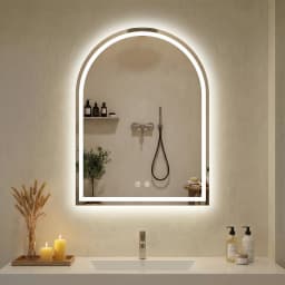 JHK Arched LED Bathroom Vanity Mirror for Wall Backlit Mirror with 3-Color Lights Memory Function Tempered Glass For Living Room