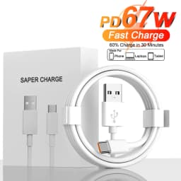 67W USB Charger Fast Charging Phone Wall Adapter For iPhone Samsung OnePlus OPPO Xiaomi Redmi Poco Charger USB Plug Type C Cable