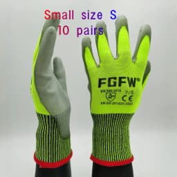10 Pairs Military-Grade Level C Cut Resistant Gloves EN388 Certified - HPPE Fiberglass, Non-Slip Grip, Breathable for Industrial