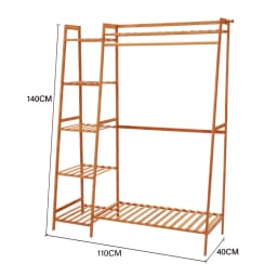 Voltsify Bamboo Bedroom Garment Clothes Rack Brown 110cm &130cm