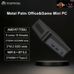 Topton Palm Gaming Mini PC AMD Ryzen 7 7730U 5825U 5800U R5 7530U 5600U Metal Nuc NVMe DDR4 Desktop Windows 11 Office Computer