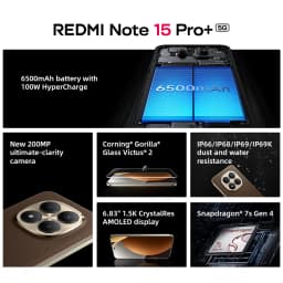 Xiaomi Redmi Note 15 Pro Plus 5G Global Version Cellphone Snapdragon 7s Gen 4 200MP Main Camera 6500mAh Battery 6.83" 120Hz NFC