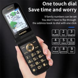 YeeMI K21+ 4G Flip Phone Big Button 2.6 Inch Screen Dual SIM Dual Screen Feature Phones 4800mAh Russian Keyboard For Elderly