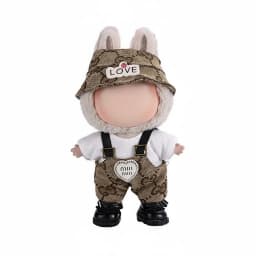 17cm Mini Doll'S Clothes Outfit Accessories For Labubu V1 V2 V3 Striped Overalls Hats Glasses Shoes Cool Handsome Clothing Gift