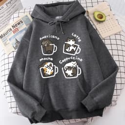 Five Little Cats Playing In The Cup Hoodies Male Street Harajuku Sweatshirt Holiday Daily Hoody Fashion Popular Clothing