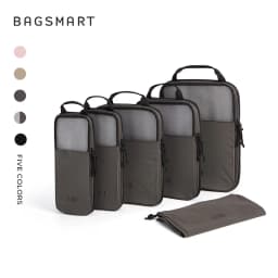 BAGSMART 6PC Compression Packing Cubes Large Capacity Travel Storage Bag Portable Luggage Organizers for Clothes