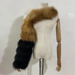 BEIZIRU Women's Real Fur Coat Silver Fox Red Fox Two Sleeve 60CM Length Naked Fashion