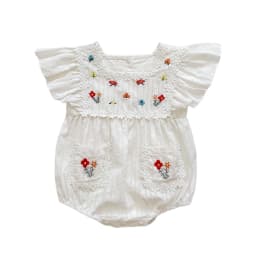 0-2 Years Old Summer Baby Romper for Girls Embroidery Flowers Short Sleeve Newborn Jumpsuit Infant Bodysuit