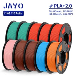 JAYO 3D Filament PLA + 2.0 10 Rolls Upgrade PLA plus 3D Printer Filament Neatly 3D Printing Material For FDM Multicolor
