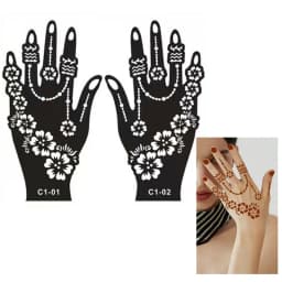 Pattern Tattoo Stencils for Women Hollow Henna Flower Tattoo Stencils for Hand Fingers Reusable Tattoo Templates Tattoo Tools