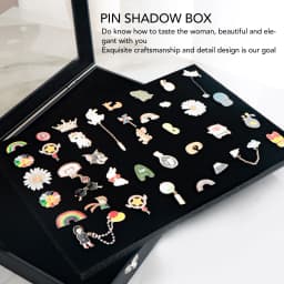 jewelry box Pin Display Case Transparent Dustproof Pin Shadow Box for Military Medal Jewelry Pin Badge Collection Black