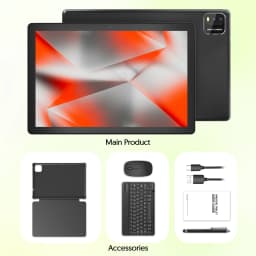 BAKEN 10-inch Android 15 tablet, quad-core processor, 12GB (3+9 expansion) RAM + 64GB storage, 5G WiFi, 1280*800 dual cameras