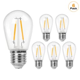 S14 2W Plastic Edison Light Bulbs Vintage Shatterproof E27 Base Warm White Equal to 20W Incandescent String Light Replace Bulb
