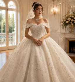Customized Luxury Ball Gown Wedding Dresses Off The Shoulder Straps Lace Wedding Dress With Small Train AmandaNovias Official
