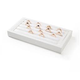 Window Jewelry Ring Holder Stand Show Counter Cabinet Display Tray Insert Jewellery Ring Storage White Leather Presentation Rack