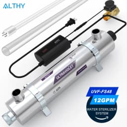 ALTHY Whole House UV Ultraviolet Water Sterilizer System Filter Purifier + Smart Flow Control Switch Stainless Steel 12GPM
