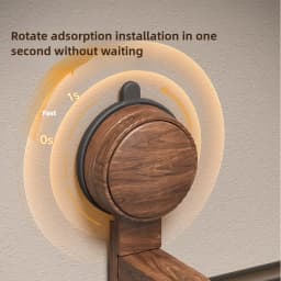 Vintage Walnut Wood Towel Ring with Suction Cup Mount, No-Drill Wall-Mounted Bathroom Towel Holder, Stainless Steel Frame