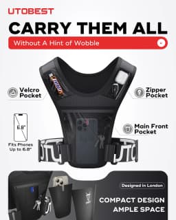 UTOBEST UTR111 Lightweight Running Vest with Led Light Mobile Phone Bag for Training
