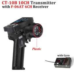 HotRC CT-10B 10CH Transmitter Color Screen Metal/Plastic Handwheel Remote Control 4/6/8/10CH Gyro Receiver for RC Car Truck Boat