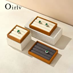 Oirlv New Solid Wooden Ring Display Tray Jewelry Storage Plate For Ring Jewellery Counter Showcase Props Jewellery Organizer