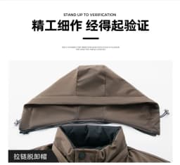 Men's Winter casual Coat Warm Jacket Thick Coat Hat Detachable Long Jacket Business Jacket Mens Winter Hooded Warm Parkas