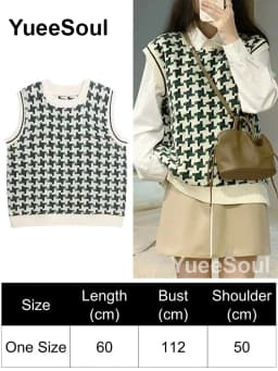 Green Knit Vest Printed Sleeveless Pullover Oversized Women Sweater Vest 2026 New Y2K Vintage Knitwear Women's Autumn Clothing