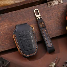 Luxury Leather Car Key Case Cover Fob Protector for Ssang Yong 2020 G4 Rexton Accessories Keychain Holder Remote Keyring Shell