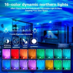 Aurora Waves LED Projector Light Remote Control Night Light 16 Color Effects Suitable for Bedroom Game Room Home Theater Decor